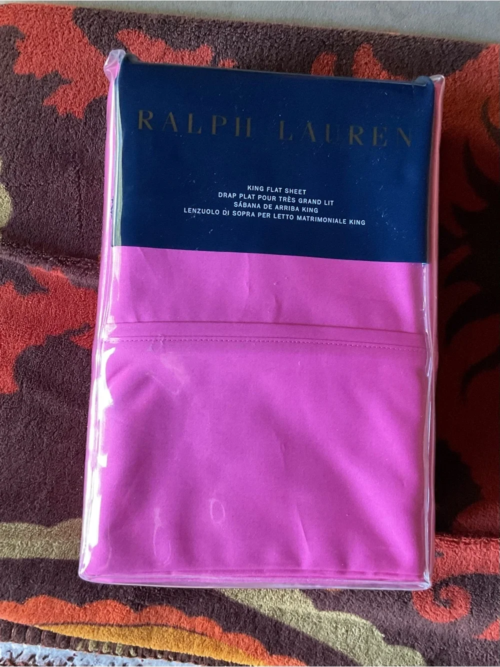 Ralph Lauren RL 464 Solid Percale Monaco Pink KING Flat Sheet-New In Package